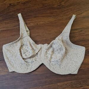 Wacoal Nude Beige Chic Feminine Designer Floral Bra Size 38DDD